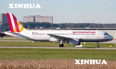 Germanwings ေလေၾကာင္းလိုင္းမွ ေလယာဥ္ တစ္စီးအား ျမင္ေတြ႕ရစဥ္ (ဆင္ဟြာ)