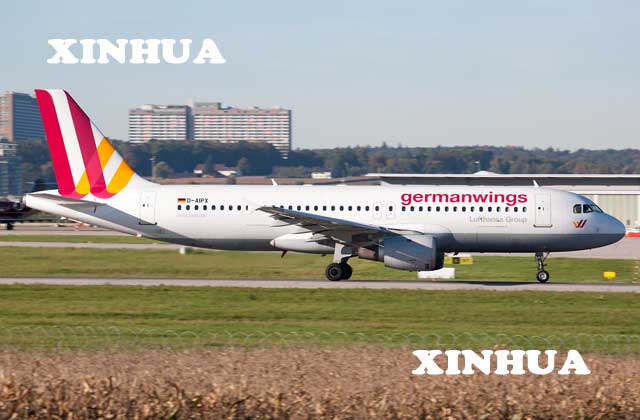 Germanwings ေလေၾကာင္းလိုင္းမွ ေလယာဥ္ တစ္စီးအား ျမင္ေတြ႕ရစဥ္ (ဆင္ဟြာ)