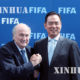 ကမာၻ႕ ေဘာလံုး အဖြဲ႕ခ်ဳပ္ (FIFA) ဥကၠဌ ဘလတၱာ ႏွင့္ တ႐ုတ္ႏိုင္ငံ ေဘာလံုးအဖြဲ႕ခ်ဳပ္ ဥကၠဌ ခ်ိဳင္က်င္႔ဟြာ (Cai Zhenhua) တို႔ အားျမင္ေတြ႔ရစဥ္ (ဆင္ဟြာ)