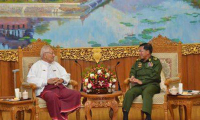 တပ္မေတာ္ ကာကြယ္ေရး ဦးစီးခ်ဳပ္ ဗိုလ္ခ်ဳပ္မွဴးႀကီး မင္းေအာင္လႈိင္ႏွင့္ ျမန္မာႏိုင္ငံ စာနယ္ဇင္း ေကာင္စီ (ယာယီ) တို႔ေတြ႕ဆံုစဥ္ (ဓာတ္ပံု- Senior General Min Aung Hlaing Facebook)