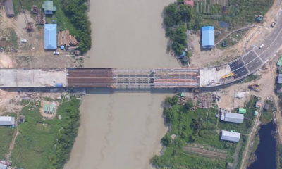 ရန်ကုန်မြို့ ဒဂုံအရှေ့ပိုင်းမြို့နယ်နှင့် ရွှေပေါက်ကံမြို့နယ်တို့ကို ဆက်သွယ်ပေးမည့် ရွှေပေါက်ကံ တံတား (၄ လမ်းသွား) တည်ဆောက်ရေး စီမံကိန်း အားတွေ့ရစဉ် (ဓာတ်ပုံ-ဆောက်လုပ်ရေးဝန်ကြီးဌာန)