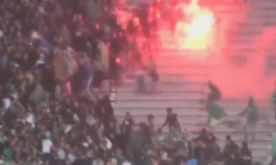 မော်ရိုကိုနိုင်ငံ Casablancaမြို့ ရှိ Mohammed V အားကစားကွင်း ၌ ပရိသတ်များ အချင်းချင်း အဓိကရုဏ်း ဖြစ်ပွားနေပုံ (ဓာတ်ပုံ-အင်တာနက်)
