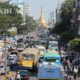 ရန်ကုန်မြို့ပေါ်ရှိဘတ်စ်ကားများအား တွေ့ရစဉ်(ဆင်ဟွာ)