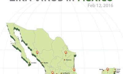 မက္ကဆီကို နိုင်ငံအတွင်း ဇီကာဗိုင်းရပ်စ်ပိုး ကူးစက်ပျံ့နှံ့နေပုံကို ဖော်ပြထားသည့် သရုပ်ပြပုံ ( ဓာတ်ပုံ - အင်တာနက် )
