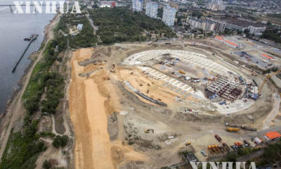 ၂ဝ၂၂ ခုနှစ် ကမ္ဘာ့ဖလား ပြိုင်ပွဲ ကျင်းပမည့် ဒိုဟာမြို့ရှိ ဘောလုံးကွင်း တည်ဆောက်ရေး လုပ်ငန်းခွင်အား တွေ့ရစဉ် (ဆင်ဟွာ)
