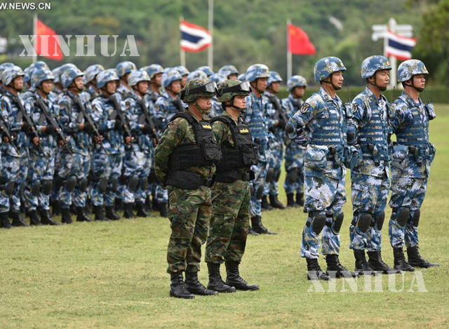 တရုတ် နှင့်ထိုင်း နှစ်နိုင်ငံ ရေတပ်ပူးတွဲစစ်ရေးလေ့ကျင့်မှု ဖွင့်ပွဲအခမ်းအနားအား တွေ့ရစဉ်(ဆင်ဟွာ)