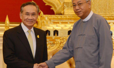 မြန်မာနိုင်ငံ သမ္မတ ဦးထင်ကျော် က ထိုင်းနိုင်ငံခြားရေး ဝန်ကြီးအား လက်ခံတွေ့ဆုံစဉ် (ဓာတ်ပုံ-MOI)