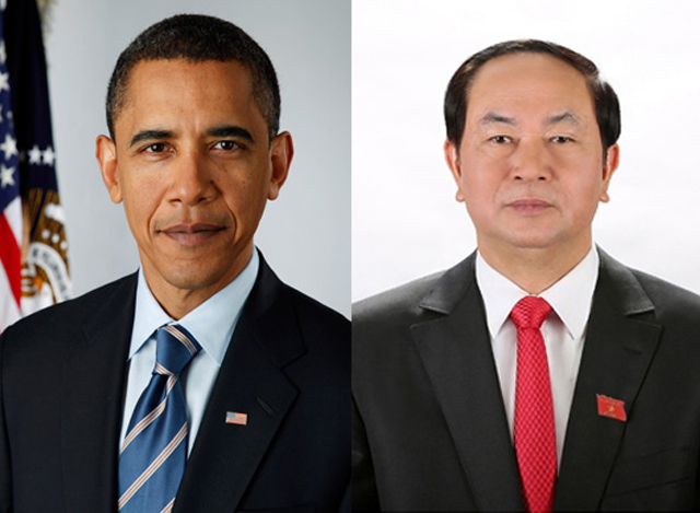 အမေရိကန်နိုင်ငံ သမ္မတ ဘားရက် အိုဘားမား နှင့် ဗီယက်နမ် နိုင်ငံ သမ္မတ Tran Dai Quangတို့အား တွေ့ရစဉ် (ဓာတ်ပုံ-အင်တာနက်)