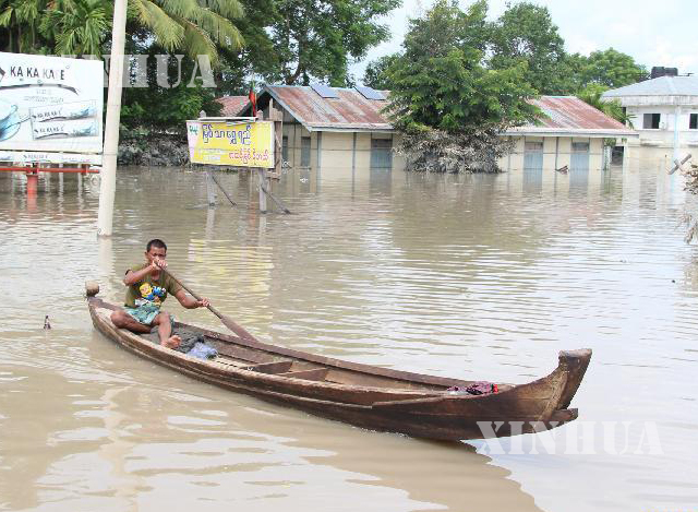 ၂၀၁၅ ခုနှစ်အတွင်း စစ်ကိုင်းတိုင်းဒေသကြီး ကလေးမြို့၌ ရေကြီးရေလျှံမှုအား တွေ့ရစဉ် (ဆင်ဟွာ)