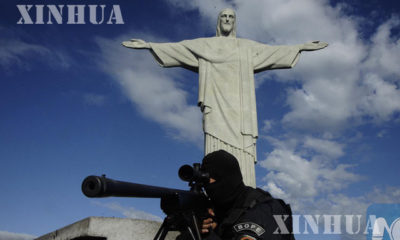 Rio 2016 အိုလံပစ်ပြိုင်ပွဲ အတွက် ဘရာဇီး လုံခြုံရေး တပ်ဖွဲ့ဝင်များ လေ့ကျင့်နေစဉ် (ဆင်ဟွာ)