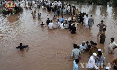 ပါကစ္စတန်နိုင်ငံ အနောက်မြောက်ပိုင်း Khyber Pakhtunkhwa ပြည်နယ်တွင် ဖြစ်ပွားခဲ့သည့် ရေကြီးမှု တစ်ခု အားတွေ့ရစဉ် (ဆင်ဟွာ)