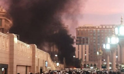ဆော်ဒီအာရေဗျနိုင်ငံ မက်ဒီနာမြို့ရှိ တမန်တော် မိုဟာမက်ဗလီ အနီး အသေခံ ဗုံးပေါက်ကွဲမှု ဖြစ်ပွားခဲ့စဉ် (ဓာတ်ပုံ-အင်တာနက်)