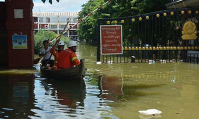 မန္တလေး ရတနာပုံတက္ကသိုလ်အနီး မြစ်ရေမြင့်တက်မှုကို ယနေ့မြင်တွေ့ရစဉ်(ဓာတ်ပုံ-မန္တလေးမြို့တော်)