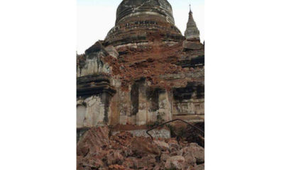 ပုဂံဘုရားများငလျင်ကြောင့်ပြိုကျပျက်စီးနေပုံ(ဓါတ်ပုံ- MOI)
