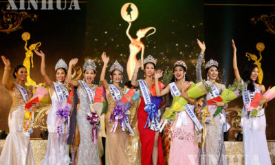 Miss Golden Land Myanmar 2016 ပြိုင်ပွဲတွင် ဆုရရှိခဲ့သည့် အလှမယ်များအား တွေ့ရစဉ်(ဆင်ဟွာ)