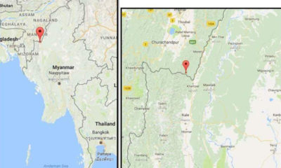 မြန်မာ-အိန္ဒိယ နယ်စပ်၌ လှုပ်ခတ်ခဲ့သည့် မြေငလျင် တည်နေရာပြ မြေပုံအား တွေ့ရစဉ်(ဓာတ်ပုံ-မိုး/ဇလ)