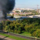 မော်စကိုမြို့ရှိ ကုန်လှောင်ရုံ မီးလောင်မှုဖြစ်ပွားနေပုံအား အဝေးမှမြင်တွေ့ရစဉ် (ဓာတ်ပုံ-အင်တာနက်)