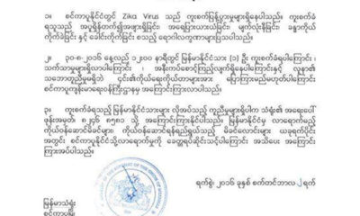 ဇီကာဗိုင်းရပ်ပိုးနှင့် ပတ်သတ်ပြီး စင်ကာပူနိုင်ငံဆိုင်ရာ မြန်မာသံရုံး ထုတ်ပြန်ချက်