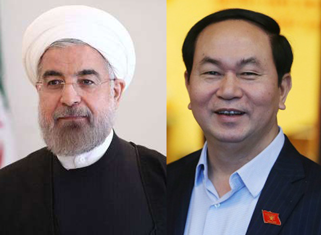 အီရန္ႏိုင္ငံ သမၼတ ဟာဆန္ရုိဟာနီ (Hassan Rouhani) ႏွင့္ ဗီယက္နမ္ႏိုင္ငံသမၼတ Tran Dai Quang တို႔အားေတြ႕ရစဥ္ (ဓါတ္ပံု-အင္တာနက္)