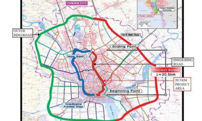 အထပ္ျမင့္ အျမန္လမ္းမႀကီး (Elevated Highway) တည္ေဆာက္ရာျပေျမပံု(ဓာတ္ပံု-ေဆာက္လုပ္ေရး၀န္ႀကီးဌာန)