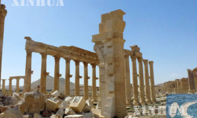 အုိင္အက္စ္တုိ ့ဖ်က္ဆီးပစ္ခဲ့ေသာ ကမာၻ ့အေမြအႏွစ္စာရင္းဝင္ ဆီးရီးယားႏုိင္ငံရွိ Palmyra ၿမိဳ ့ေဟာင္းအားေတြ ့ရစဥ္(ဆင္ဟြာ)