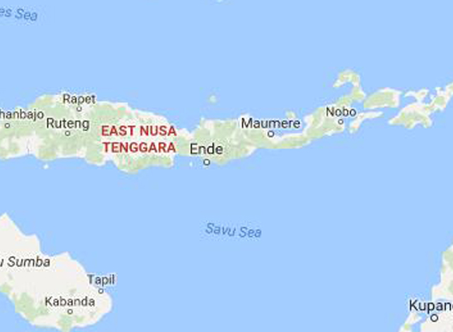 ငလ်င္ဗဟုိခ်က္ျပဳခဲ့ေသာ အင္ဒုိနီးရွား ႏုိင္ငံအလယ္ပုိင္း Nusa Tenggara ျပည္နယ္ ေျမပံု အားေတြ ့ရစဥ္(ဓာတ္ပံု-အင္တာနက္)