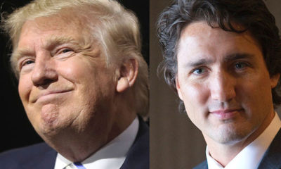 ကေနဒါဝန္ႀကီးခ်ဳပ္ Justin Trudeau (ညာ) ႏွင့္ အေမရိကန္သမၼတ ေဒၚနယ္ထရမ့္ (ဘယ္) တို႔အားေတြ႕ရစဥ္ (ဓါတ္ပံု-အင္တာနက္)