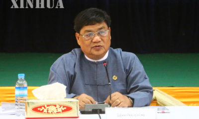 ျပည္ေထာင္စု ရာထူး၀န္အဖြဲ ့ အဖြဲ ့၀င္ ဦးေစာဗယ္လင္တိုင္းက တစ္ႏွစ္တာ ျပဳျပင္ေဆာင္ရြက္မႈမ်ားကို ရွင္းလင္း ေျပာၾကားစဥ္။(ဆင္ဟြာ)