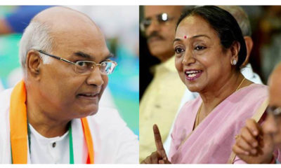 အာဏာရ BJP ပါတီ မွ သမၼတေလာင္း Ram Nath Kovind (ဝဲ) ႏွင့္ ၿပိဳင္ဘက္ ကြန္ဂရက္ပါတီမွ သမၼတေလာင္း Meira Kumar (ယာ) တို႕အားေတြ႕ရစဥ္ (ဓါတ္ပံု-အင္တာနက္)