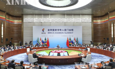 တရုတ္ႏုိင္ငံ အေရွ႕ေတာင္ပိုင္း ရွမိန္ၿမိဳ႕တြင္ျပဳလုပ္သည့္ BRICS ထိပ္သီးအစည္းအေဝးအားေတြ႕ရစဥ္ (ဆင္ဟြာ)