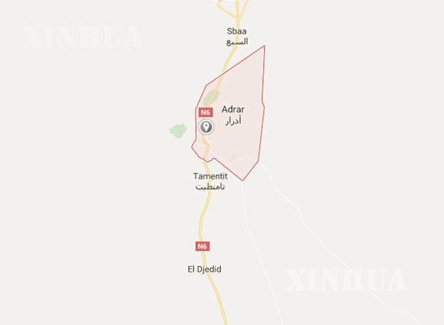 ယာဥ္မေတာ္တဆမႈ ျဖစ္ပြား ခဲ့သည့္ အယ္လ္ဂ်ီးရီးယား ႏိုင္ငံေတာင္ပိုင္း Adrar ျပည္နယ္ ကို ျမင္ေတြ႕ရစဥ္(ဓာတ္ပံု-google maps)