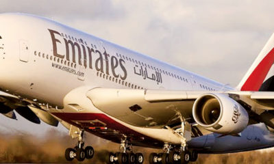 Emirates ေလေၾကာင္းလုိင္းပိုင္ အဲဘတ္စ္ေလယာဥ္တစ္စီးအားေတြ႕ရစဥ္ (ဓါတ္ပံု-အင္တာနက္)