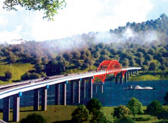 တံတား စီမံကိန္း၏ ပံုၾကမ္းအားေတြ႔ရစဥ္ (ဓာတ္ပံု--MOI)