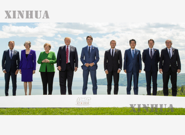 G7 အဖြဲ႔၀င္ ေခါင္းေဆာင္မ်ား စုေပါင္းအမွတ္တရဓာတ္ပုံရုိက္ကူးစဥ္ (ဆင္ဟြာ )