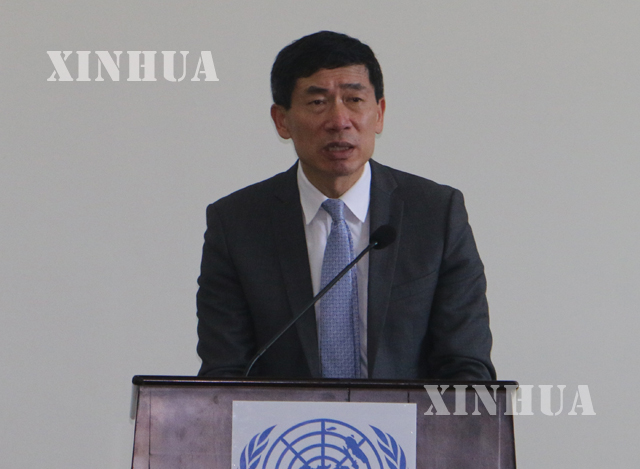 UN ရုံးသစ္ဖြင့္ပြဲတြင္ ကုလသမဂၢ ဒုတိယ အေထြေထြ အတြင္းေရးမွဴးခ်ဳပ္ Mr. Haoliang Xu အမွာစကား ေျပာၾကားစဥ္ (ဆင္ဟြာ)