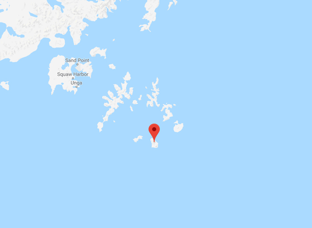 ငလ်င္ ျဖစ္ပြား ခဲ့သည့္ အေမရိကန္ ႏုိင္ငံ Alaska ျပည္နယ္ chernabura ကၽြန္း အား ျမင္ေတြ႕ရစဥ္(ဓာတ္ပံု-google maps)