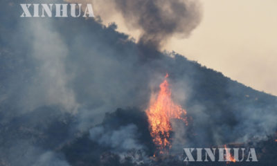 အေမရိကန္ ကယ္လီဖုိးနီးယားတြင္ ေတာမီးမ်ား ေလာင္ကြ်မ္းေနသည္ကုိ ေတြ႔ရစဥ္ (ဆင္ဟြာ)