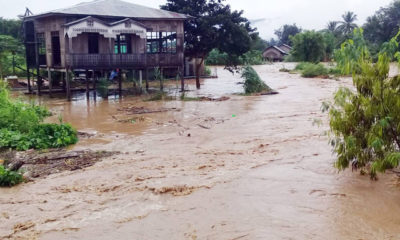 မိုးသည္းထန္စြာရြာသြန္းၿပီး ေရႀကီးေနမႈအားေတြ႔ရစဥ္(MOI)