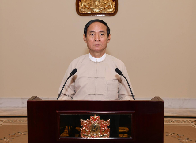 ႏုိင္ငံေတာ္ သမၼတ ဦး၀င္းျမင့္ အား ေတြ ့ရစဥ္(ဓာတ္ပုံ- Myanmar President Office)