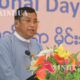 လူမႈ၀န္ထမ္း၊ကယ္ဆယ္ေရးႏွင့္ျပန္လည္ေနရာခ်ထားေရး ၀န္ၾကီးဌာန ဒုတိယ ၀န္ၾကီး ဦးစိုးေအာင္ အဖြင့္အမွာစကား ေျပာၾကားစဥ္။(ဆင္ဟြာ)