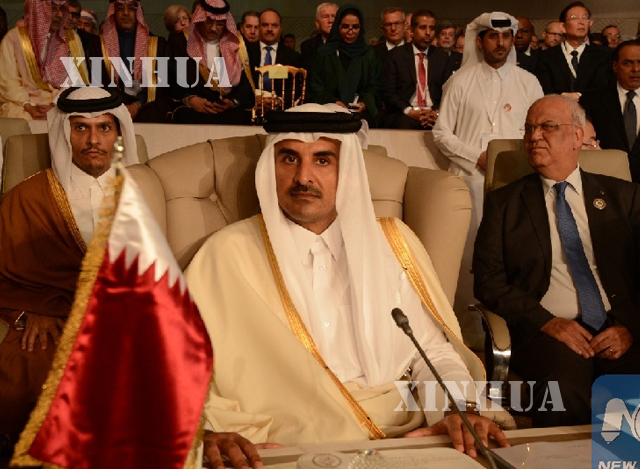ကာတာႏိုင္ငံ ေစာ္ဘြား Sheikh Tamim bin Hamad Al Thaniအားေတြ႔ရစဥ္(ဆင္ဟြာ)