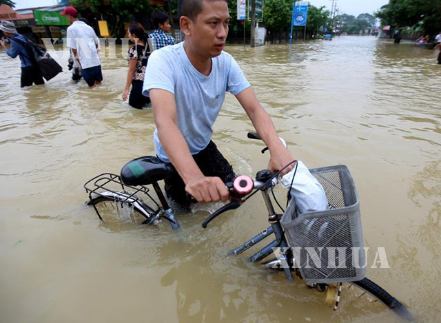 ၂၀၁၈ ခုႏွစ္တြင္ ပဲခူးတုိင္းေဒသႀကီး ၌ မိုးအႀကီးအက်ယ္ရြာသြန္းၿပီးေနာက္ ေတြ႔ရစဥ္ (ဆင္ဟြာ)