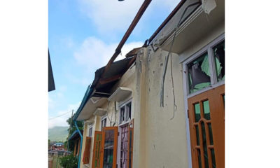 သိန္နီမြို့တွင်း လက်နက်ကြီးကျပြီး နေအိမ်များ ပျက်စီးနေမှုအား တွေ့ရစဉ်(အင်တာနက်)