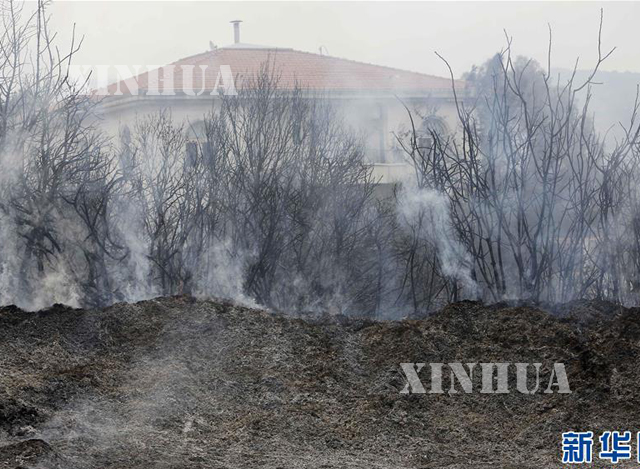 လက်ဘနွန်နိုင်ငံ၌ တောမီးလောင်မှု အား မီးသတ်သမားများ မီးငြိမ်းသတ်နေစဉ်(ဆင်ဟွာ)