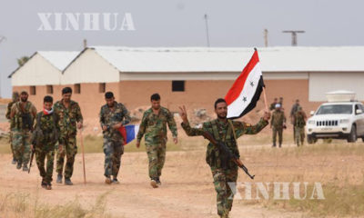 ဆီးရီးယားနိုင်ငံ မြောက်ပိုင်း Raqqa ပြည်နယ် Tabqa မြို့ရှိ Tabqa လေတပ်အခြေစိုက်စခန်းအတွင်း ဆီးရီးယားစစ်သားများအား တွေ့ရစဉ် (ဆင်ဟွာ)