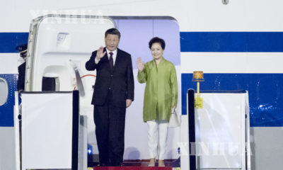 ဘရာဇီးနိုင်ငံ၌ ကျင်းပသည့် BRICS ထိပ်သီးအစည်းအဝေးတက်ရောက်ရန် တရုတ်နိုင်ငံသမ္မတရှီကျင့်ဖိန် ရောက်ရှိလာစဉ်(ဆင်ဟွာ)