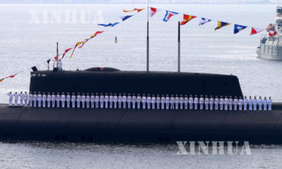 ရုရှားနိုင်ငံ၏ ဒီဇယ်-လျှပ်စစ် စွမ်းအင်သုံး Novorossiysk ရေငုပ်သင်္ဘောအား တပ်တော်ဝင်အခမ်းအနား၌ တွေ့ရစဉ်(ဆင်ဟွာ)