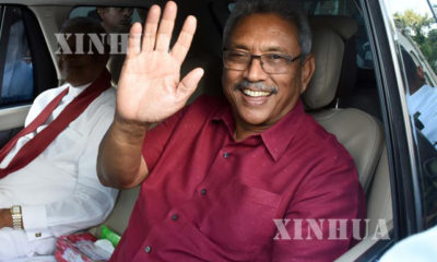 သီရိလင်္ကာ နိုင်ငံ သမ္မတ ရွေးကောက်ပွဲတွင် အနိုင်ရရှိခဲ့သော Gotabaya Rajapaksa ကို တွေ့ရစဉ်(ဆင်ဟွာ)