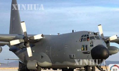 C-130 Hercules အမျိုးအစား သယ်ယူပို့ဆောင်ရေး လေယာဉ် တစ်စင်းအား မြင်တွေ့ရစဉ်(ဆင်ဟွာ)