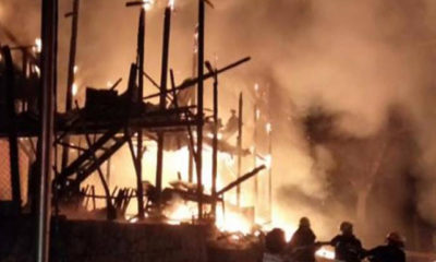ထန်တလန် မြို့၌ မီးလောင်မှု ဖြစ်စဉ်အား တွေ့ရစဉ်(ဓာတ်ပုံ - Ministry of Home Affairs, Myanmar)